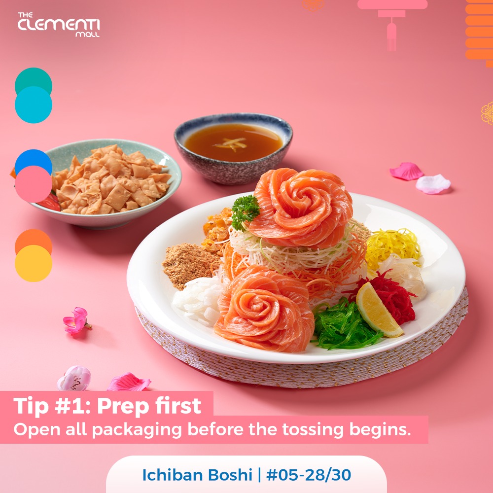 Colorful condiments and crackers for prosperity toss