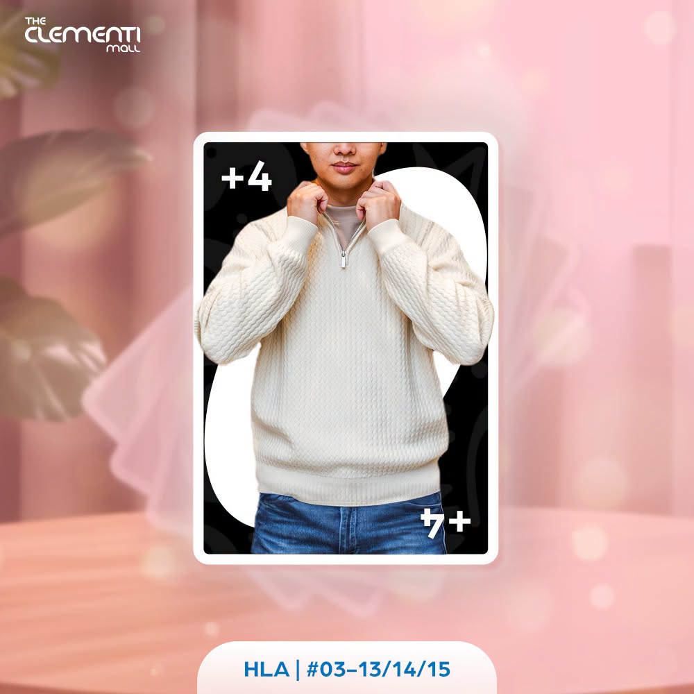 Cream cable-knit quarter-zip sweater at The Clementi Mall