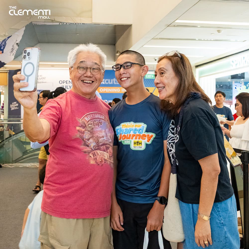 Hair for Hope participants at The Clementi Mall