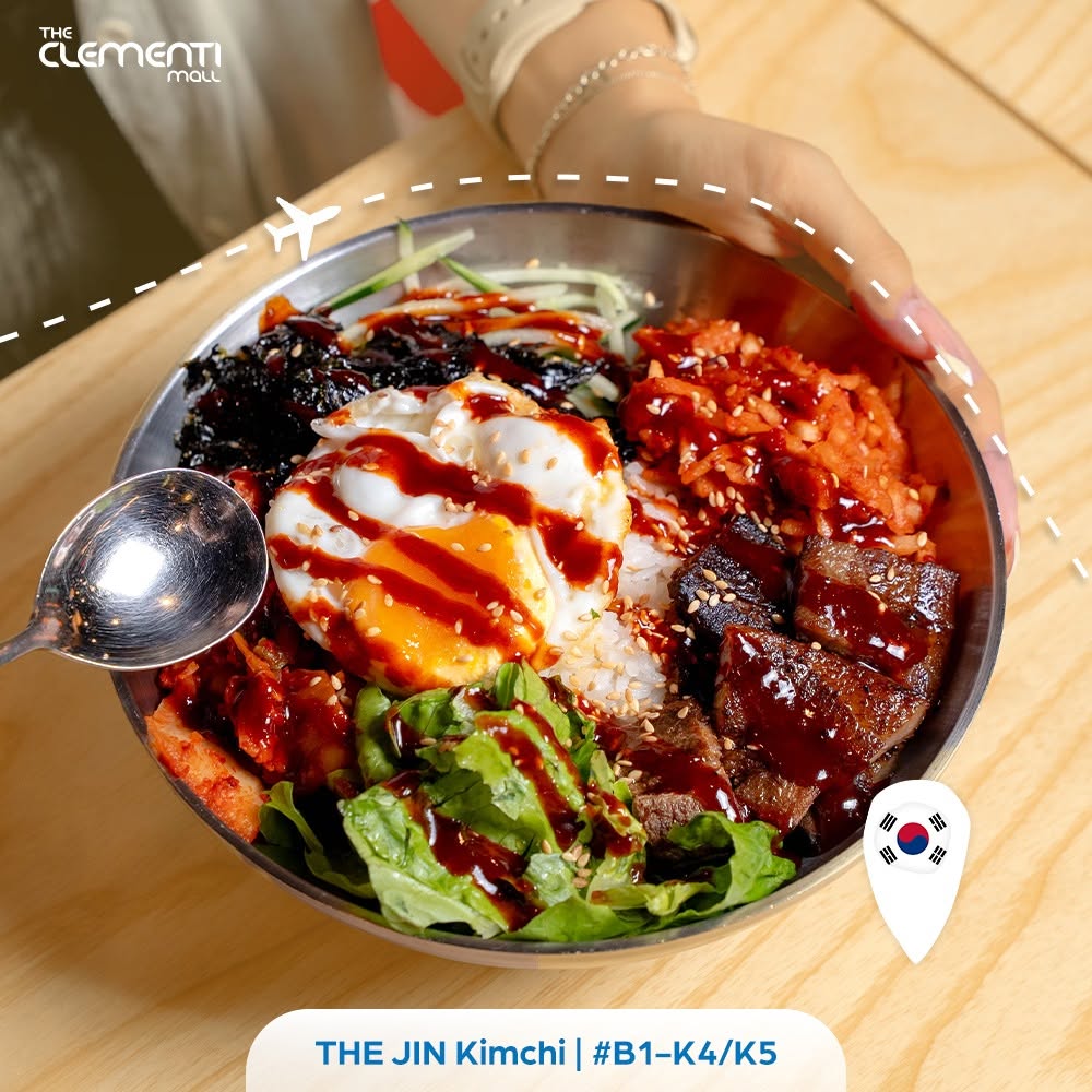 THE JIN Kimchi bowl with egg beef kimchi and sesame seeds