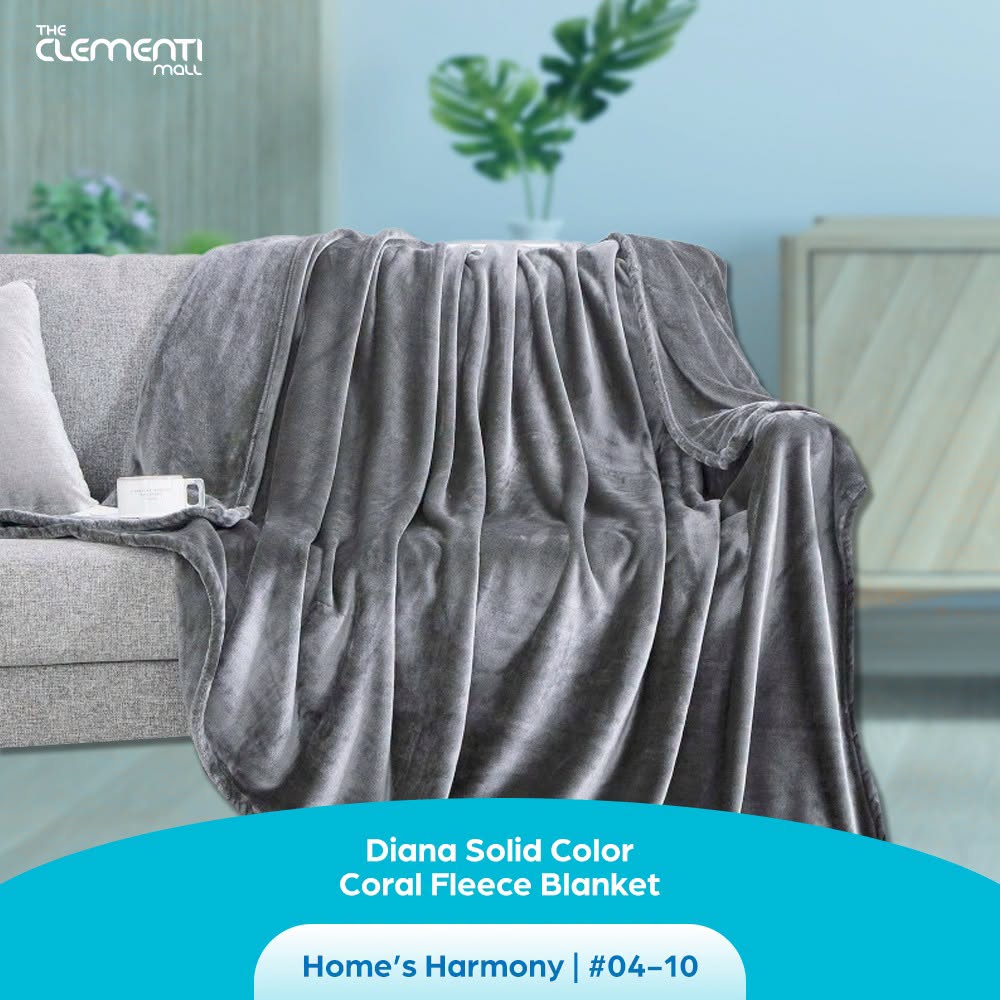 Diana Solid Color Coral Fleece Blanket by Home's Harmony at The Clementi Mall